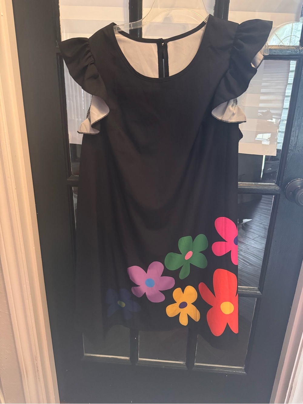 SHEIN Black Mini Dress with Bright Multicolor Floral Print